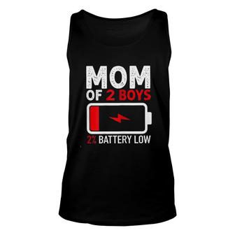 Mom Of 2 Boys 2 Percent Battery Low New Trend 2022 Unisex Tank Top - Seseable
