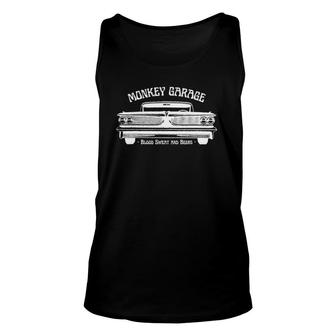 Monkey Garage Gas Station Blood Sweat And Beers Unisex Tank Top | Mazezy