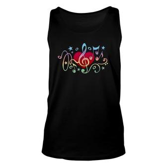 Music Heart Treble Clef Musical Notes Bass Sound Party Choir Tank Top | Mazezy