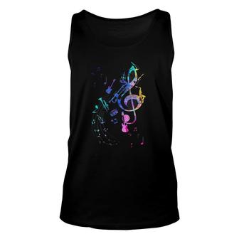 Music Notes Trumpet Guitar Musical Instrument Treble Clef Unisex Tank Top | Mazezy