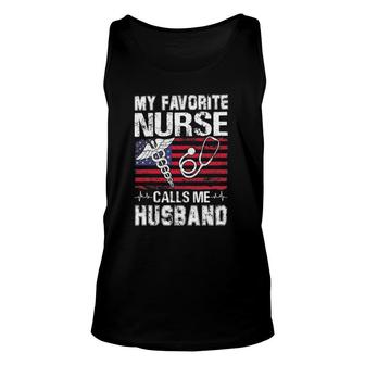 My Favorite Nurse Calls Me Husband American Flag Unisex Tank Top - Seseable