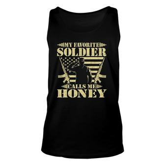 My Favorite Soldier Calls Me Honey Proud Military Wife Gifts Unisex Tank Top - Seseable