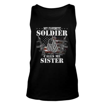 My Favorite Soldier Calls Me Sister Veteran S Unisex Tank Top - Seseable