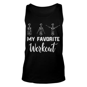 My Favorite Workout Cork Wine Drinking Rose Alcohol Unisex Tank Top - Monsterry