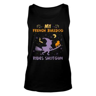 My French Bulldog Rides Shotgun Halloween Dog Mom Dad Unisex Tank Top - Monsterry UK