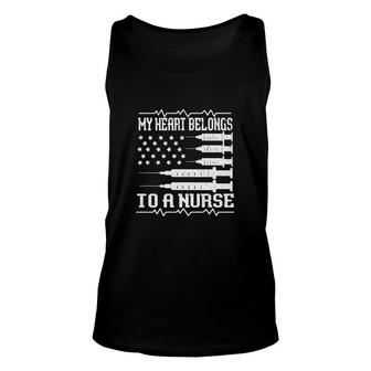 My Heart Belongs In To A Nurse Graphics New 2022 Unisex Tank Top - Seseable