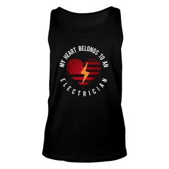 My Heart Belongs To An Electrician Present Wife Son Daughter Unisex Tank Top - Seseable