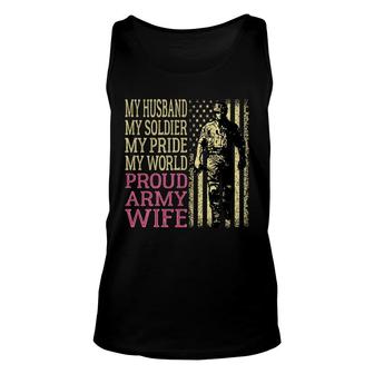 My Husband My Soldier Hero - Proud Army Wife Military Spouse Unisex Tank Top - Seseable