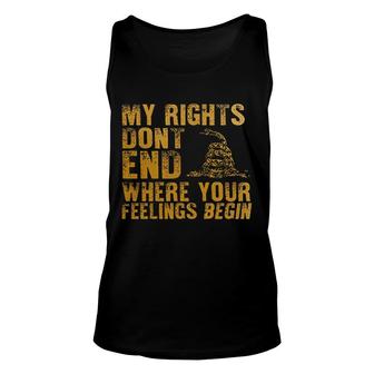 My Rights Dont End Where Your Feelings Enjoyable Gift 2022 Unisex Tank Top - Thegiftio UK