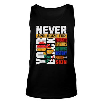 Never Apologize For Your Blackness Black History Month 2022 Unisex Tank Top - Thegiftio UK