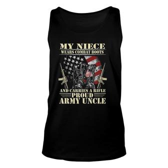 Mens My Niece Wears Combat Boots Proud Army Uncle Veteran Tank Top | Mazezy