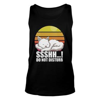 Womens Do Not Disturb Retro Cat Do Not Disturb Cats Lovers V-Neck Tank Top | Mazezy