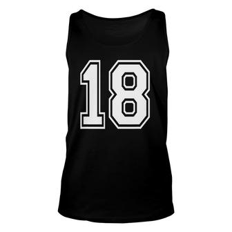 Number 18 18Th Birthday Gift Player Team Numbered Jersey Unisex Tank Top | Mazezy