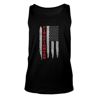 Official Proud About Firefighter Job Usa Flag Unisex Tank Top - Seseable