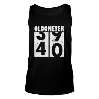 Oldometer 40 Funny 40Th Birthday Gift 39- 40 Years Old Unisex Tank Top - Seseable