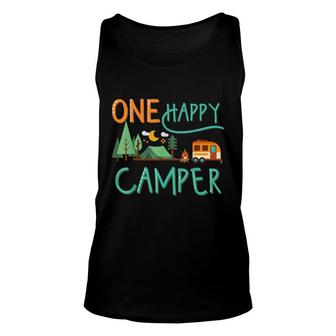 One Happy Camper First Birthday Camping Matching Unisex Tank Top - Seseable