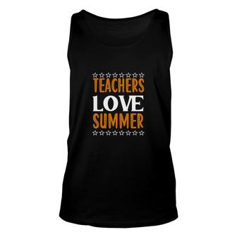 Only The Brave Teacher Love Summer Orange White Unisex Tank Top - Seseable