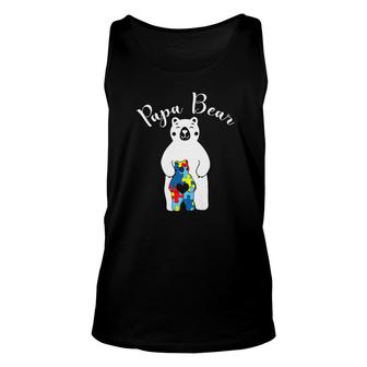 Papa Bear Autism Awareness Gift For Dad Father Unisex Tank Top - Monsterry