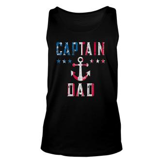 Patriotic Captain Dad American Flag Boat Owner 4Th Of July Unisex Tank Top - Seseable