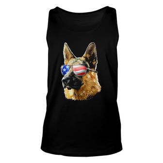 Patriotic German Shepherd American Flag Sunglasses Dog Gifts Unisex Tank Top - Seseable