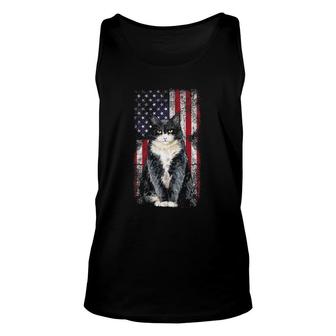 Patriotic Tuxedo Cat 4Th Of July Vintage Us American Flag Unisex Tank Top - Seseable