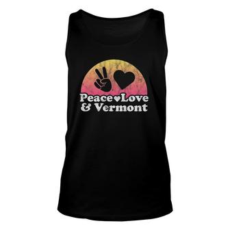 Peace Love And Vermont Vintage Retro Unisex Tank Top - Seseable