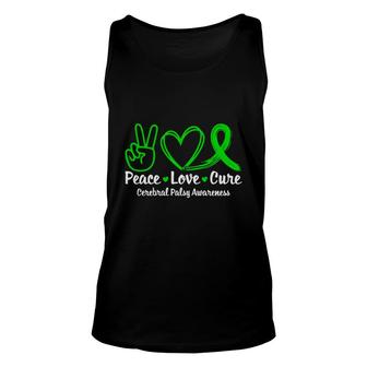 Peace Love Cure Fight Cerebral Palsy Awareness Unisex Tank Top - Seseable