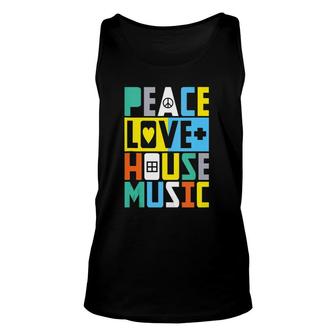 Peace Love Edm Gift Print Techno Festival House Music Unisex Tank Top | Mazezy