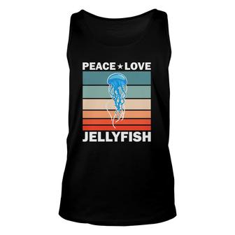 Peace Love Jellyfish Quote Retro Art Jellyfishes Vintage Unisex Tank Top - Seseable