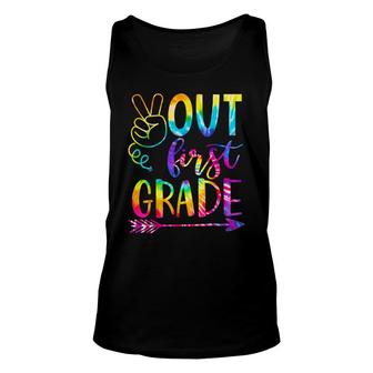 Peace Out First 1St Grade Happy Last Day Of School Tie Dye Unisex Tank Top - Seseable