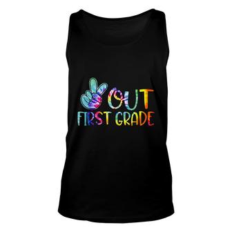 Peace Out First 1St Grade Happy Last Day Of School Tie Dye Unisex Tank Top | Mazezy