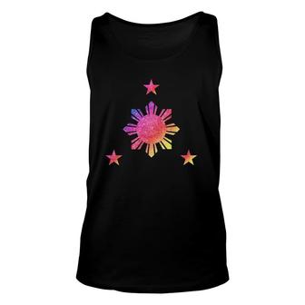 Philippines 3 Star And Sun Rainbow Filipino Flag Unisex Tank Top | Mazezy