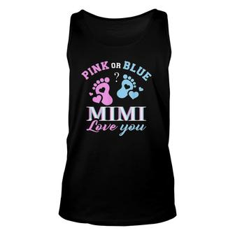 Womens Pink Or Blue Mimi Loves You Baby Gender Reveal Party Shower Tank Top | Mazezy