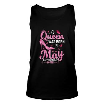 Pink Cute Blink Design A Queen Was Born In May Happy Birthday Unisex Tank Top - Seseable