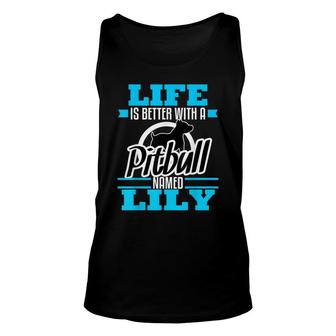 Pitbull Named Lily Dog Mom Dad Rescue Awareness Gift Unisex Tank Top - Seseable