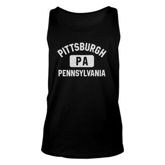 Pittsburgh Pa Pennsylvania Style Distressed White Print Unisex Tank Top - Seseable