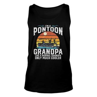 Pontoon Grandpa Captain Retro Funny Boating Fathers Day Gift Unisex Tank Top - Seseable