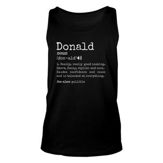Prank First Name Dictionary Meaning Funny Donald Definition Unisex Tank Top - Seseable