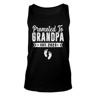Promoted To Grandpa 2023 Soon To Be Dad Husband Fathers Day Unisex Tank Top - Thegiftio UK