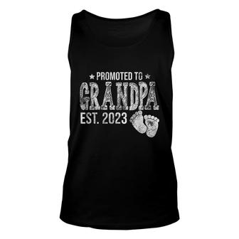 Promoted To Grandpa 2023 Soon To Be Grandfather New Grandpa Unisex Tank Top - Thegiftio UK