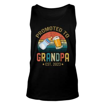 Promoted To Grandpa 2023 Soon To Be Grandfather New Grandpa Unisex Tank Top - Thegiftio UK