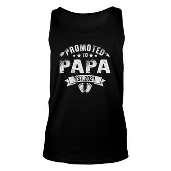 Promoted To Papa Est 2021 Daddy Fathers Day Gifts New Dad Unisex Tank Top | Seseable UK