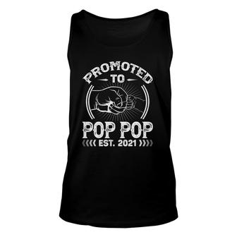 Promoted To Pop Pop Est 2021 Tee New Papa Dad Fathers Day Unisex Tank Top | Seseable UK
