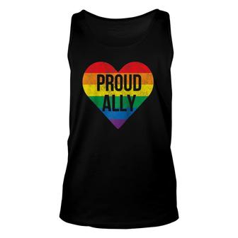 Proud Ally Gay Pride Month Lgbtq Flag Cute Heart Vintage Raglan Baseball Tee Unisex Tank Top - Seseable