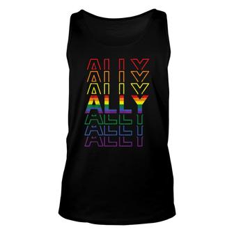 Proud Ally Rainbow Colors Gay Pride Straight Ally Lgbtq Unisex Tank Top - Thegiftio UK