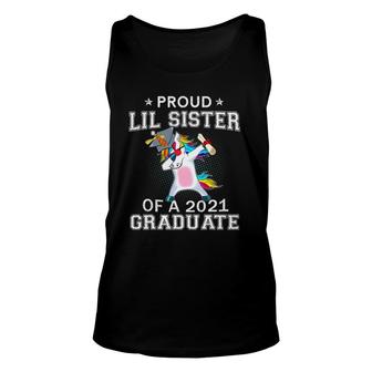 Proud Lil Sister Of A 2021 Graduate Unicorn Dabbing Gift Unisex Tank Top - Seseable