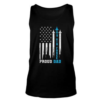 Proud Us Air Force Dad Rocket America Flag Fathers Day Gift Unisex Tank Top - Seseable
