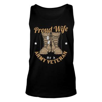 Proud Wife Of A Army Veteran 2022 Yellow Boots Unisex Tank Top - Seseable