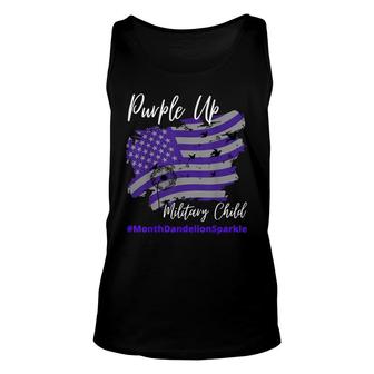 Purple Up For Military Child Month Dandelion Sparkle Army Unisex Tank Top - Seseable