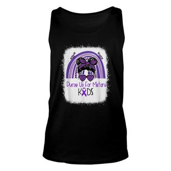 Purple Up For Military Kids Child Messy Bun Rainbow Bleached Unisex Tank Top - Seseable